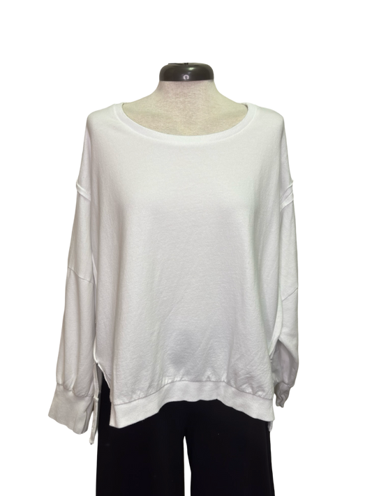 Perugia Sweatshirt with Front Splits White One Size
