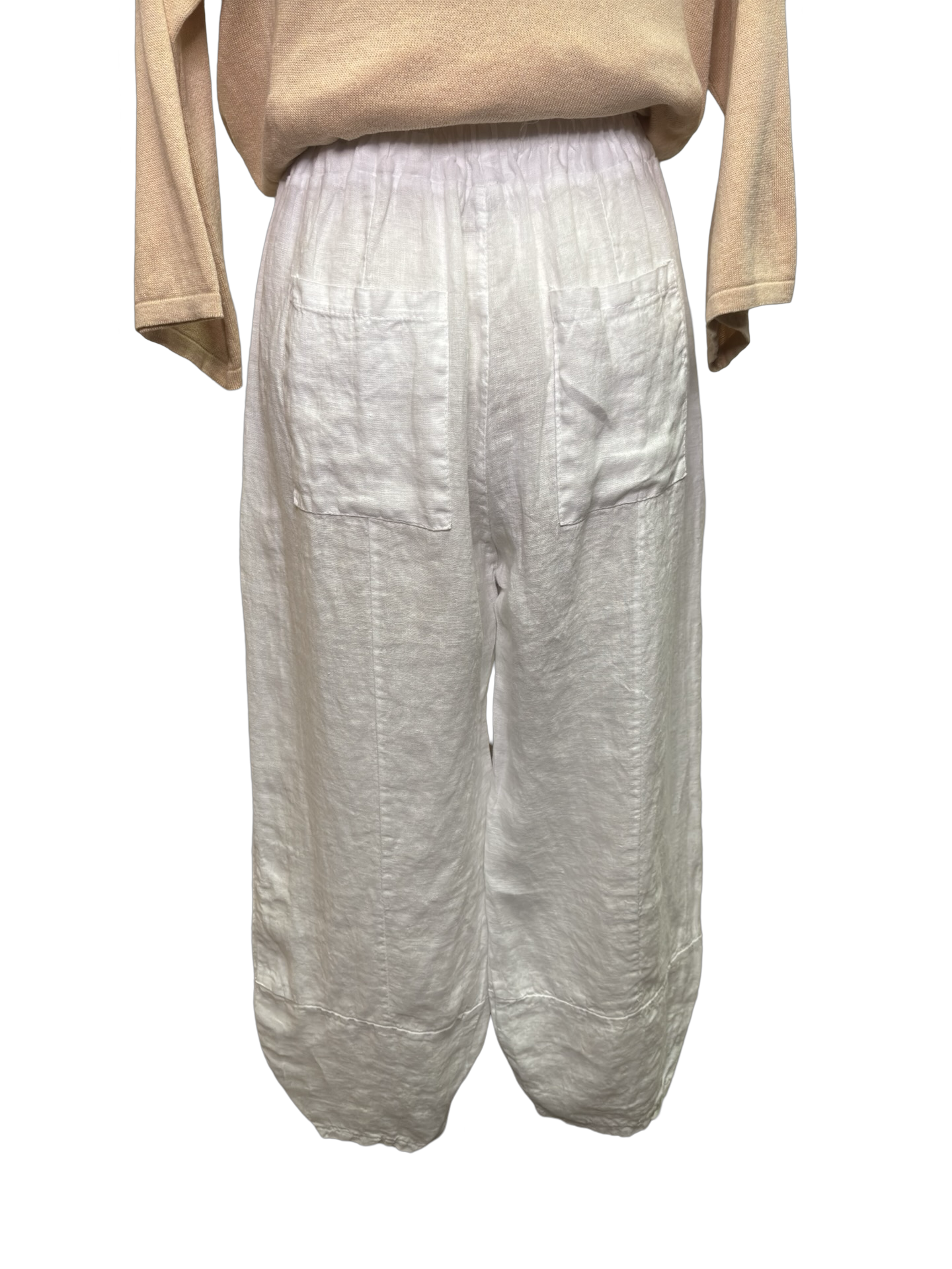 Sicily Carrot Shape Linen Pants White