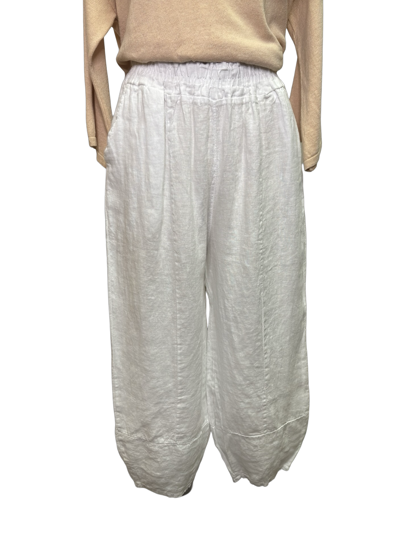 Sicily Carrot Shape Linen Pants White