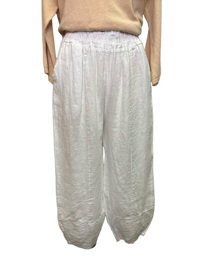 Sicily Carrot Shape Linen Pants White