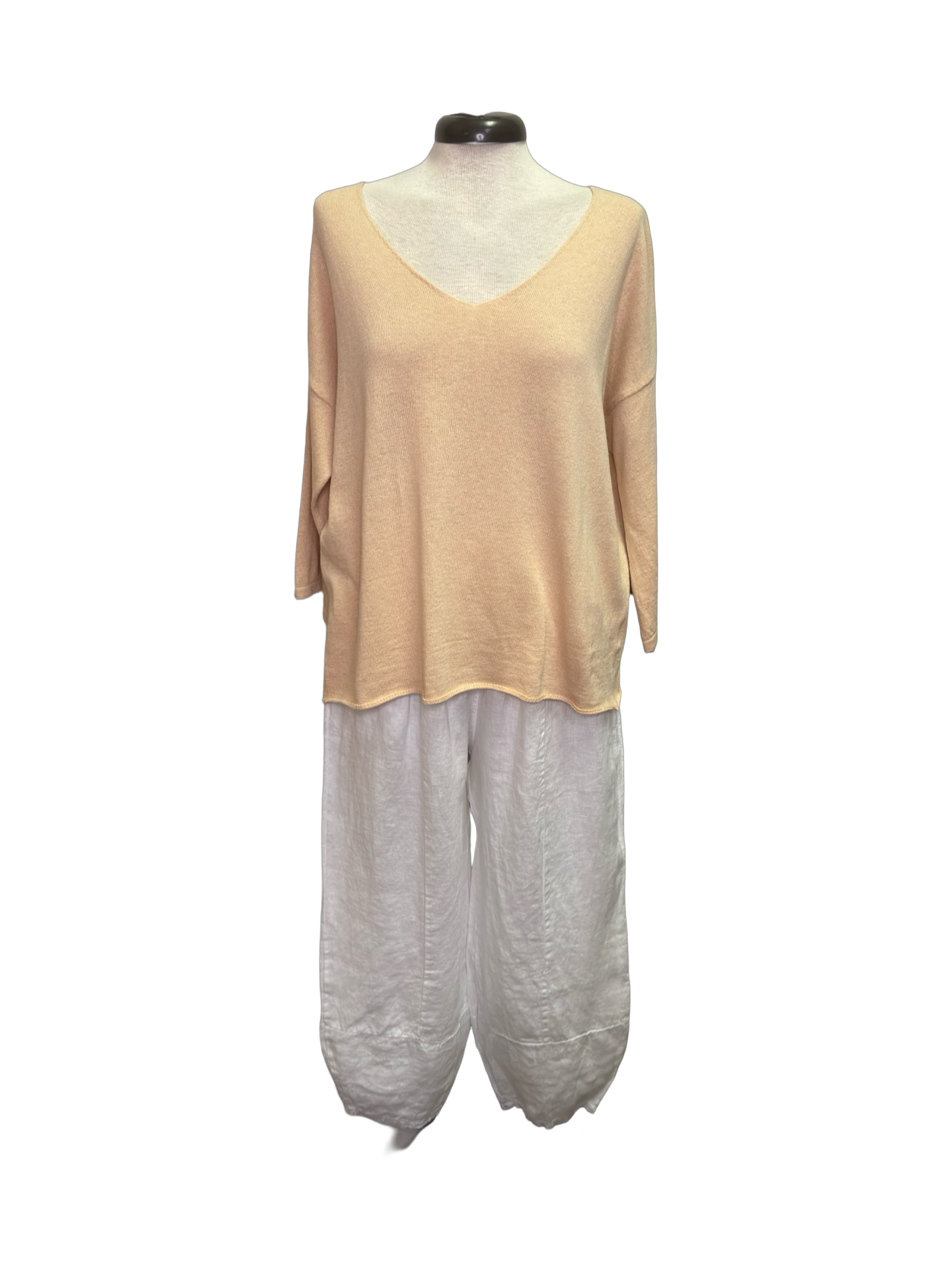 Sicily Carrot Shape Linen Pants White