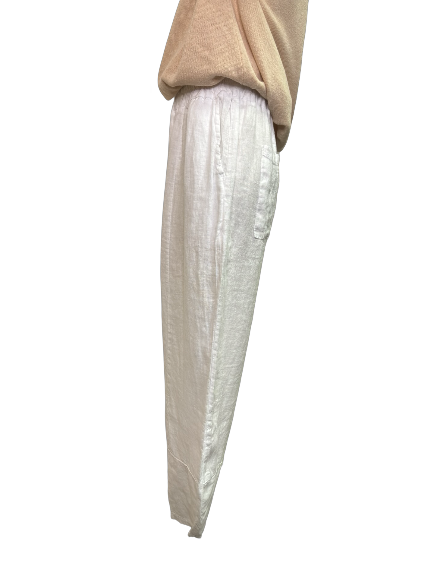 Sicily Carrot Shape Linen Pants White