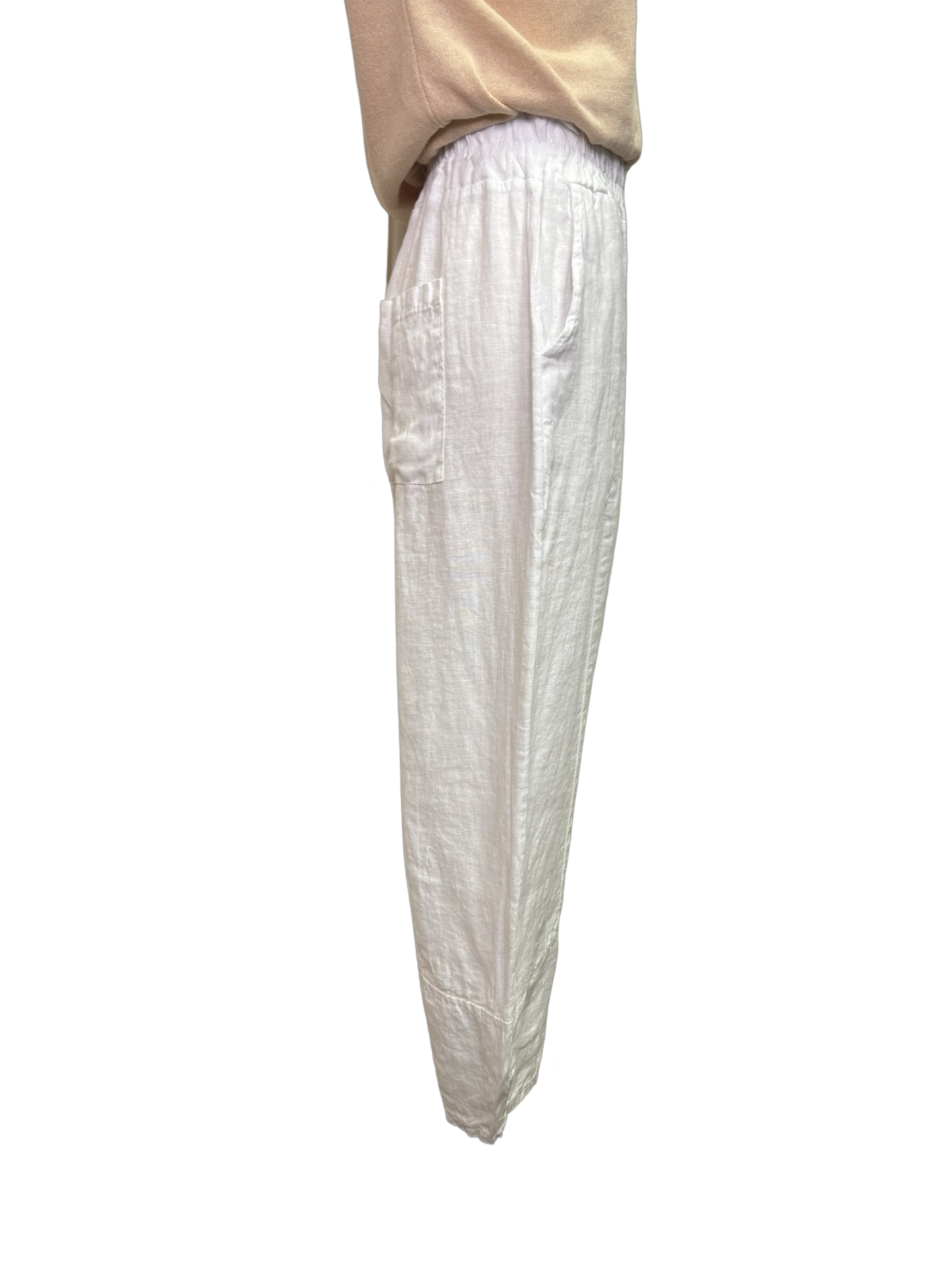 Sicily Carrot Shape Linen Pants White