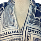 Short Sleeve Patterned V Neck Top Blue