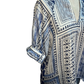 Short Sleeve Patterned V Neck Top Blue