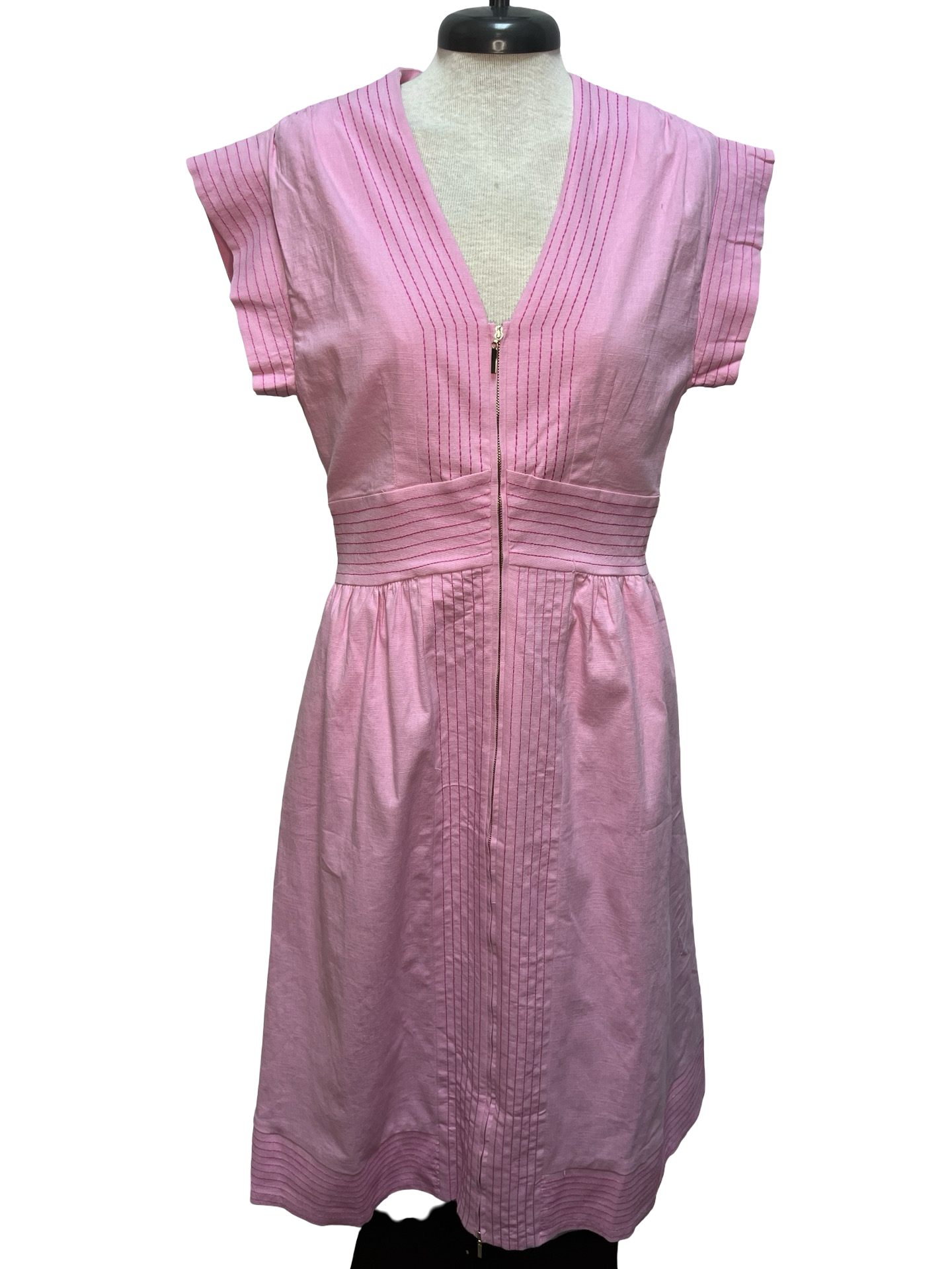 Short Sleeve Zip Up Dress Pink