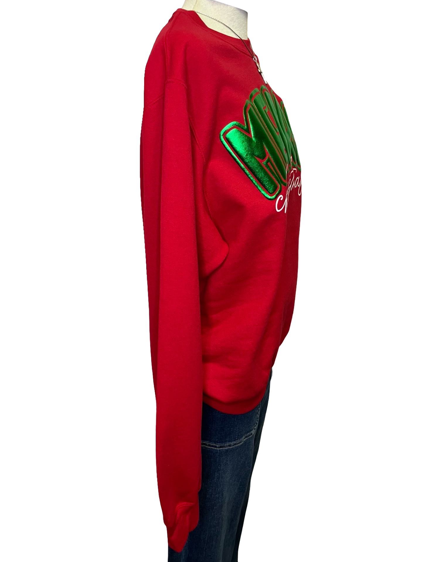 Merry Christmas in Green Puff Sweatshirt