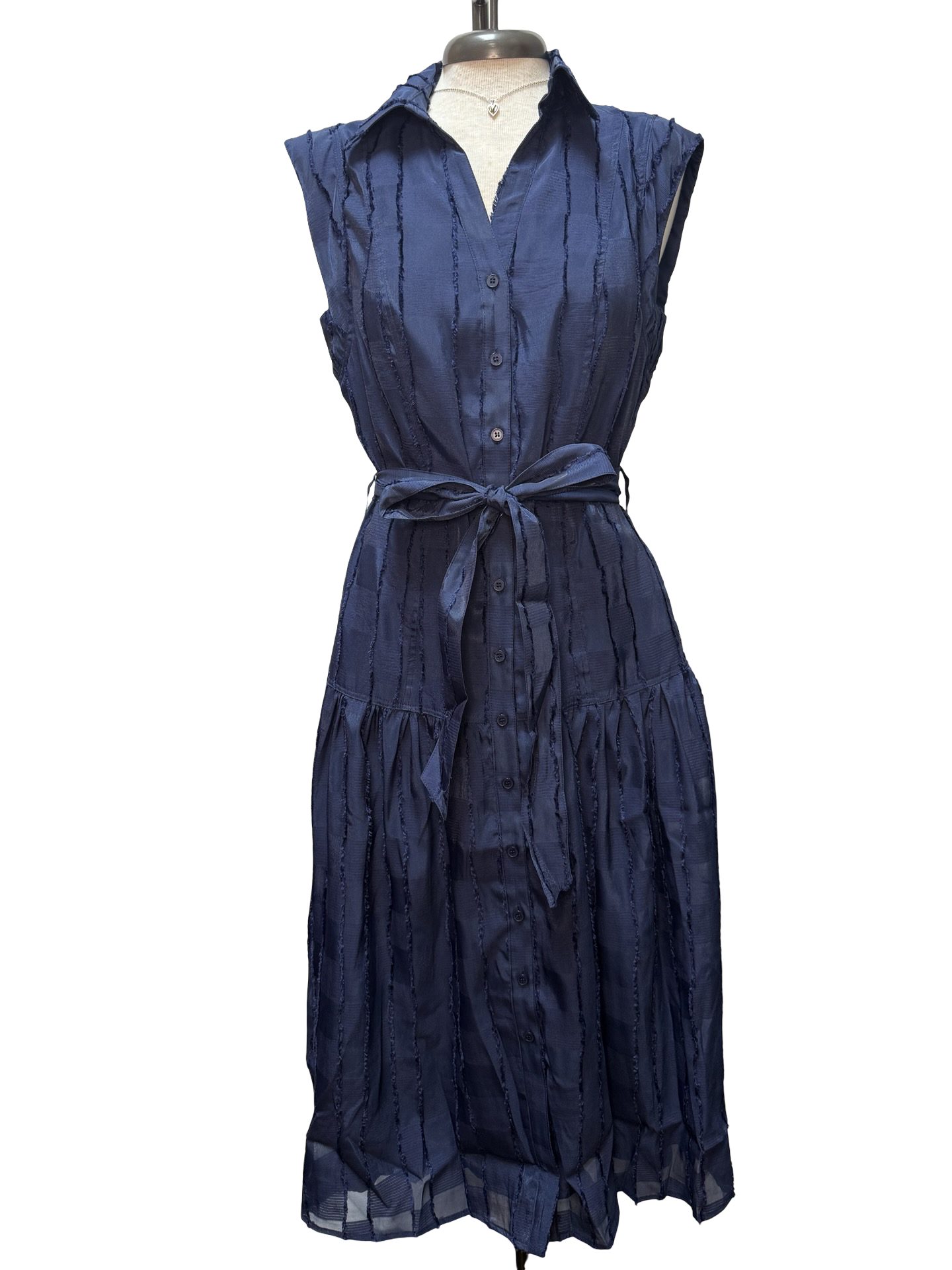 Textured Button Down Midi Dress