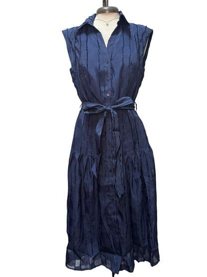 Textured Button Down Midi Dress