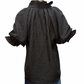 Textured Puff Sleeve Split Neck Top Black