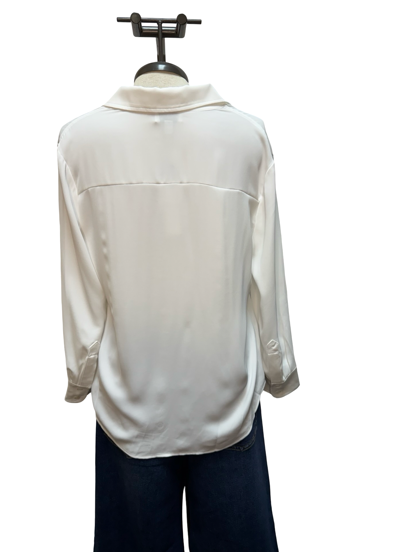 Three Quarter Sleeve Button Down Shirt White