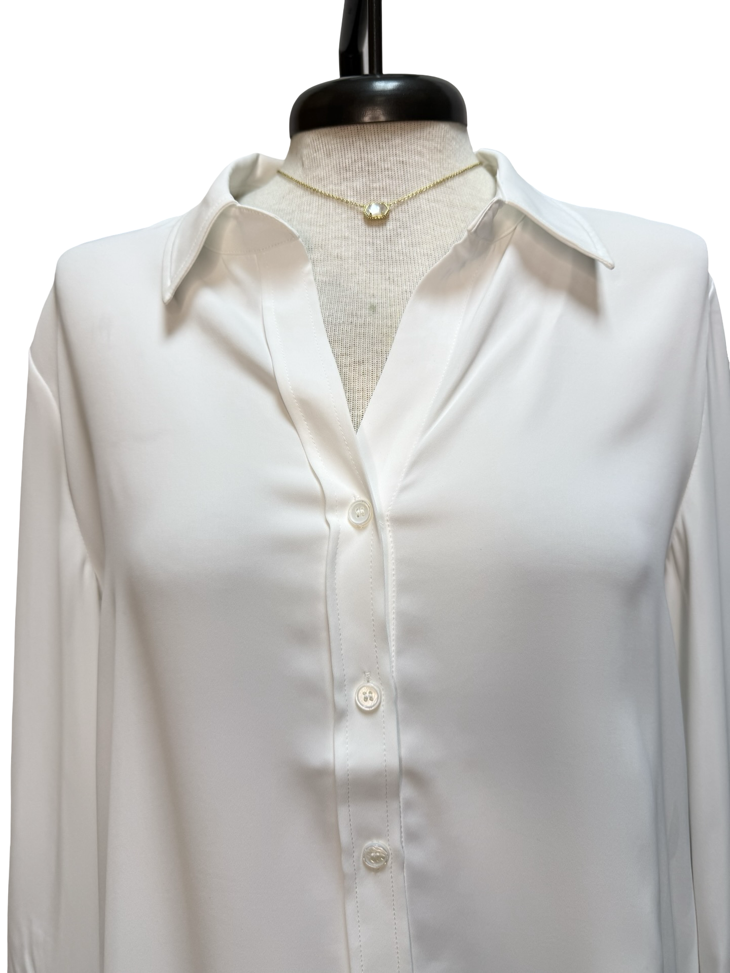 Three Quarter Sleeve Button Down Shirt White