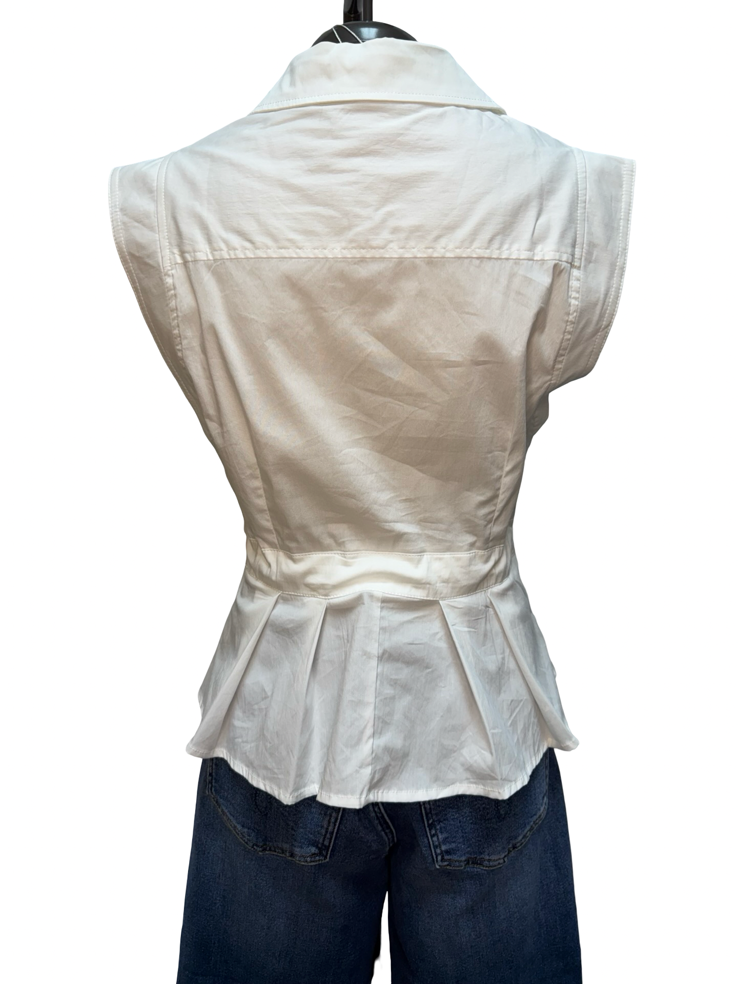 Tie Waist Cap Sleeve Top Off White