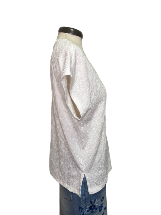 Cap Sleeve V Neck Top White