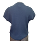 Cotton Mock Neck Cap Short Sleeve Top Slate Blue