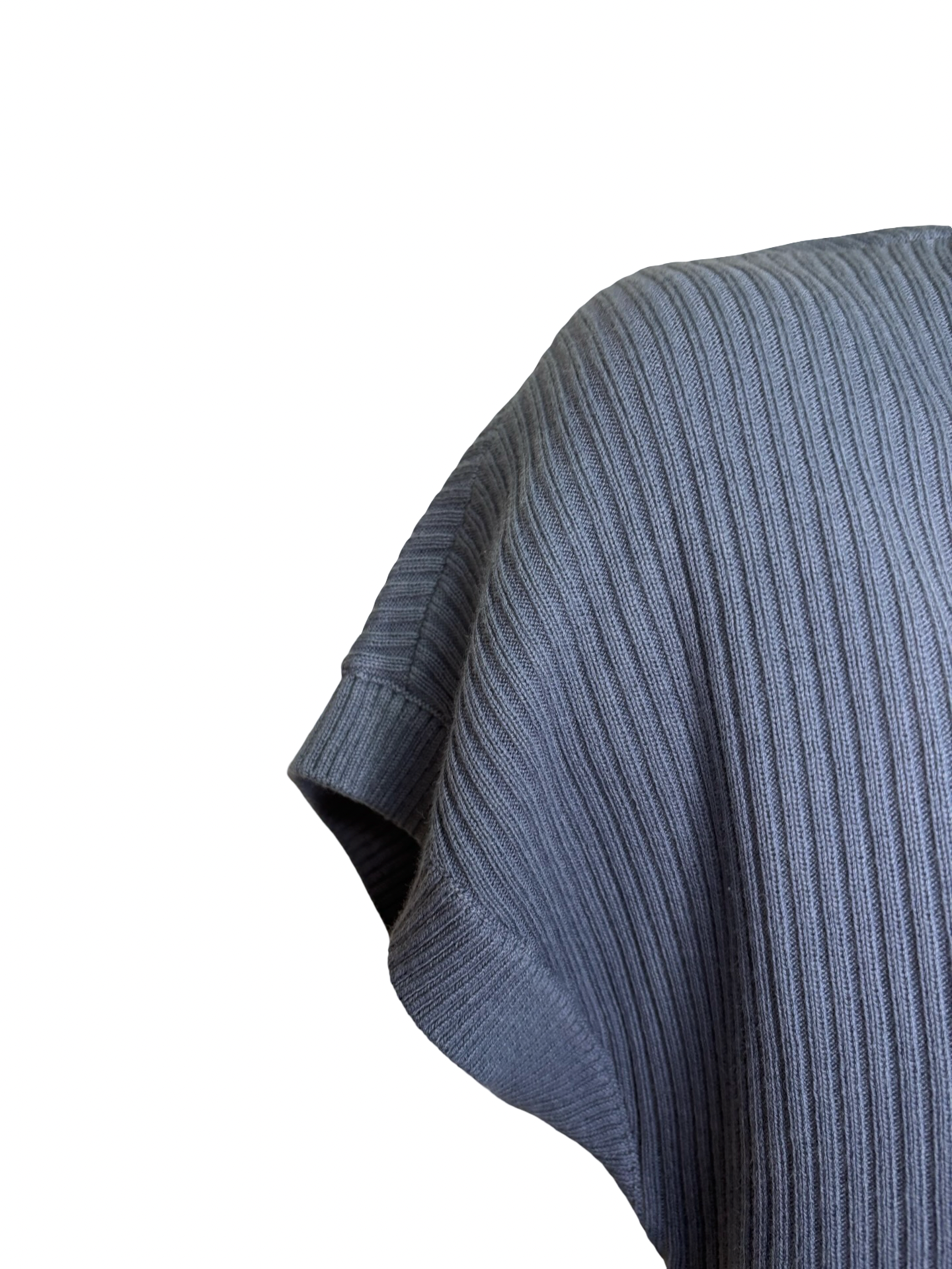 Cotton Mock Neck Cap Short Sleeve Top Slate Blue