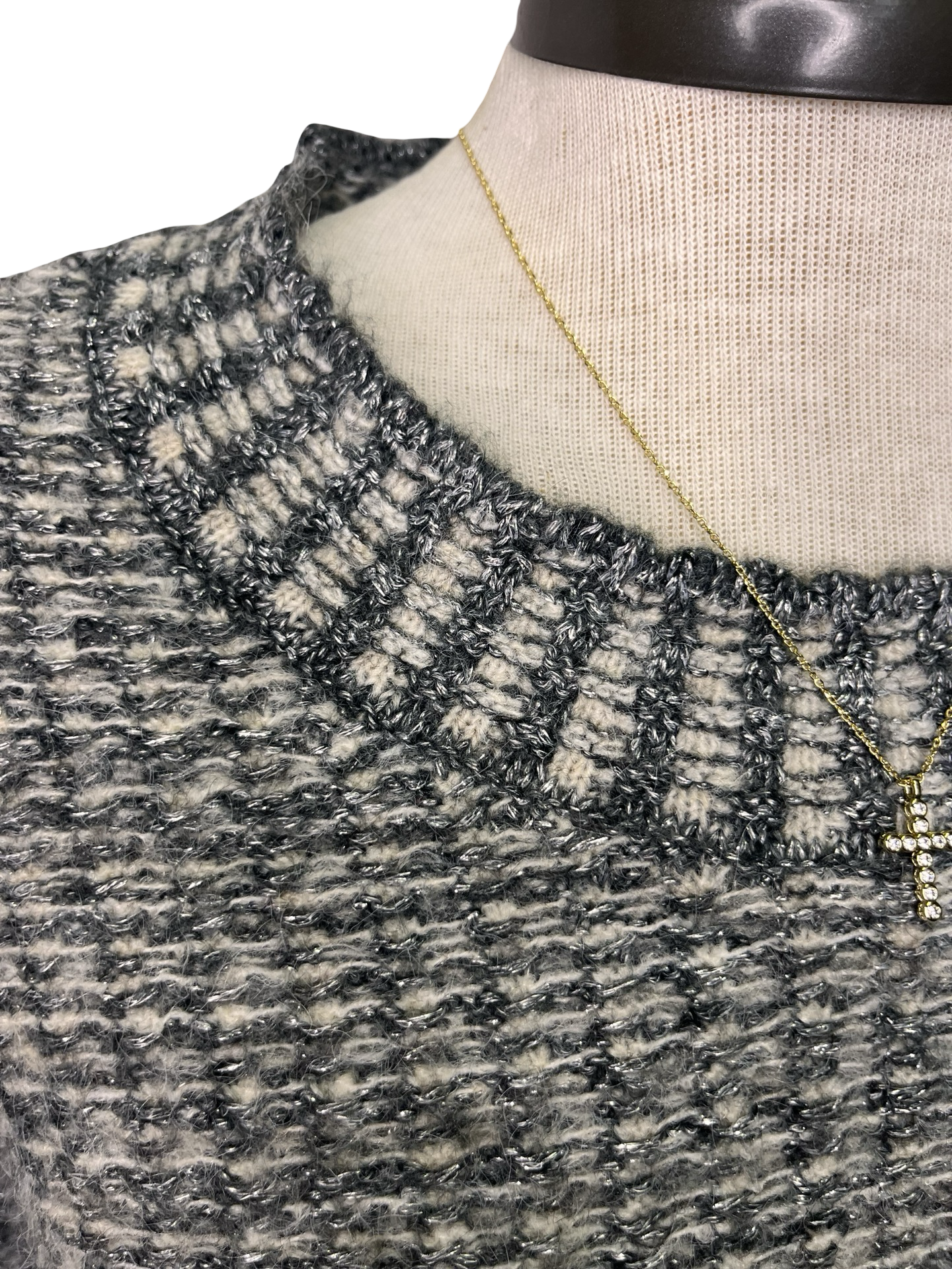 Crew Neck Cap Sleeve Sweater Charcoal