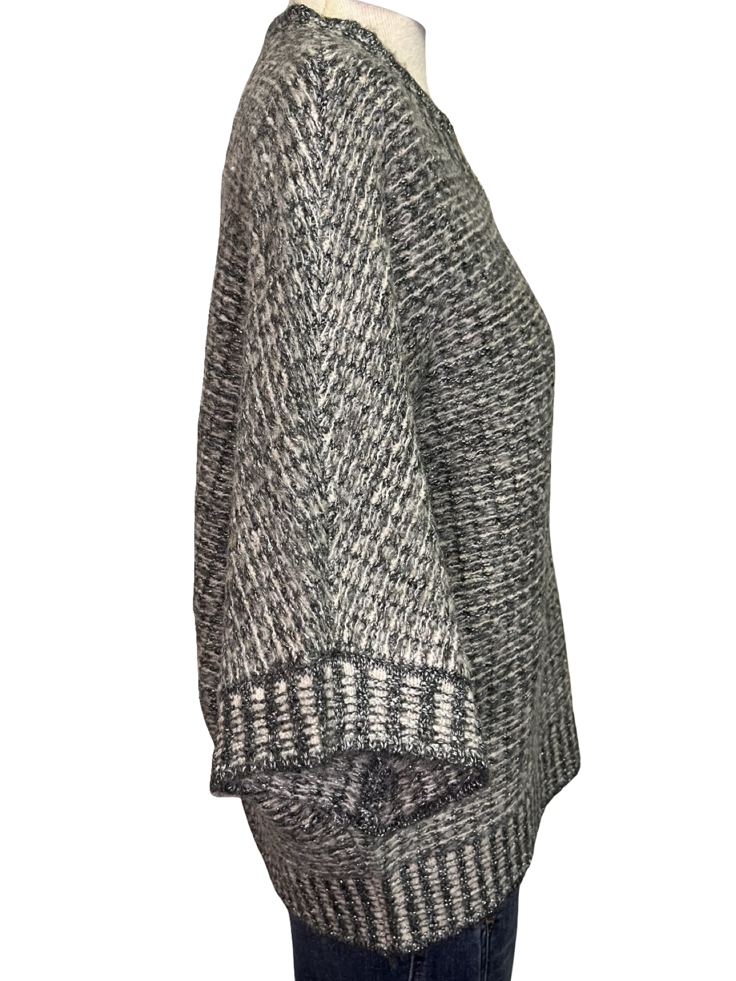 Crew Neck Cap Sleeve Sweater Charcoal