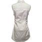 Embroidered Denim Dress with Ruching White