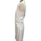 Embroidered Denim Dress with Ruching White