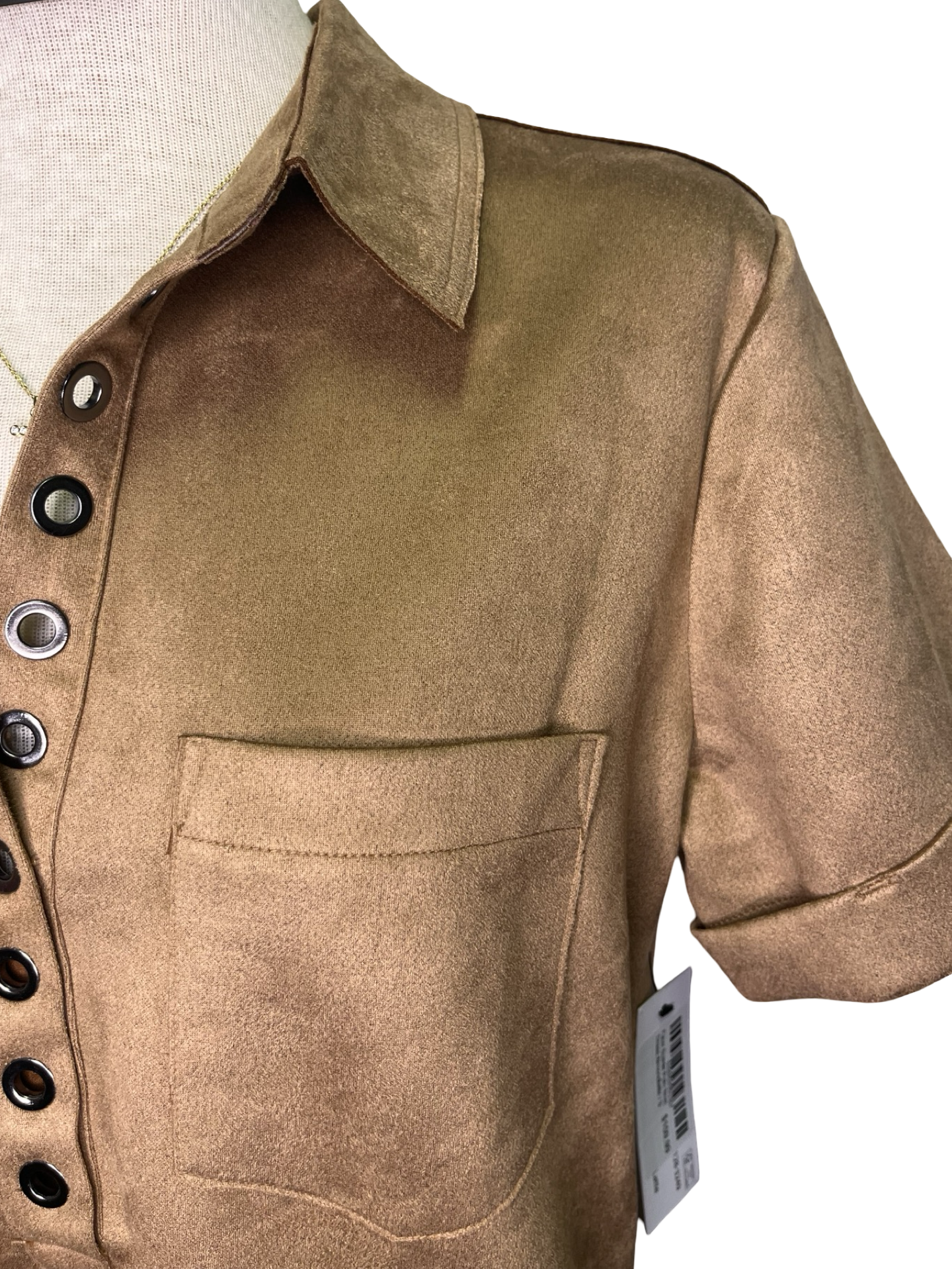 Faux Suede Polo Shirt Dress Almondlatte