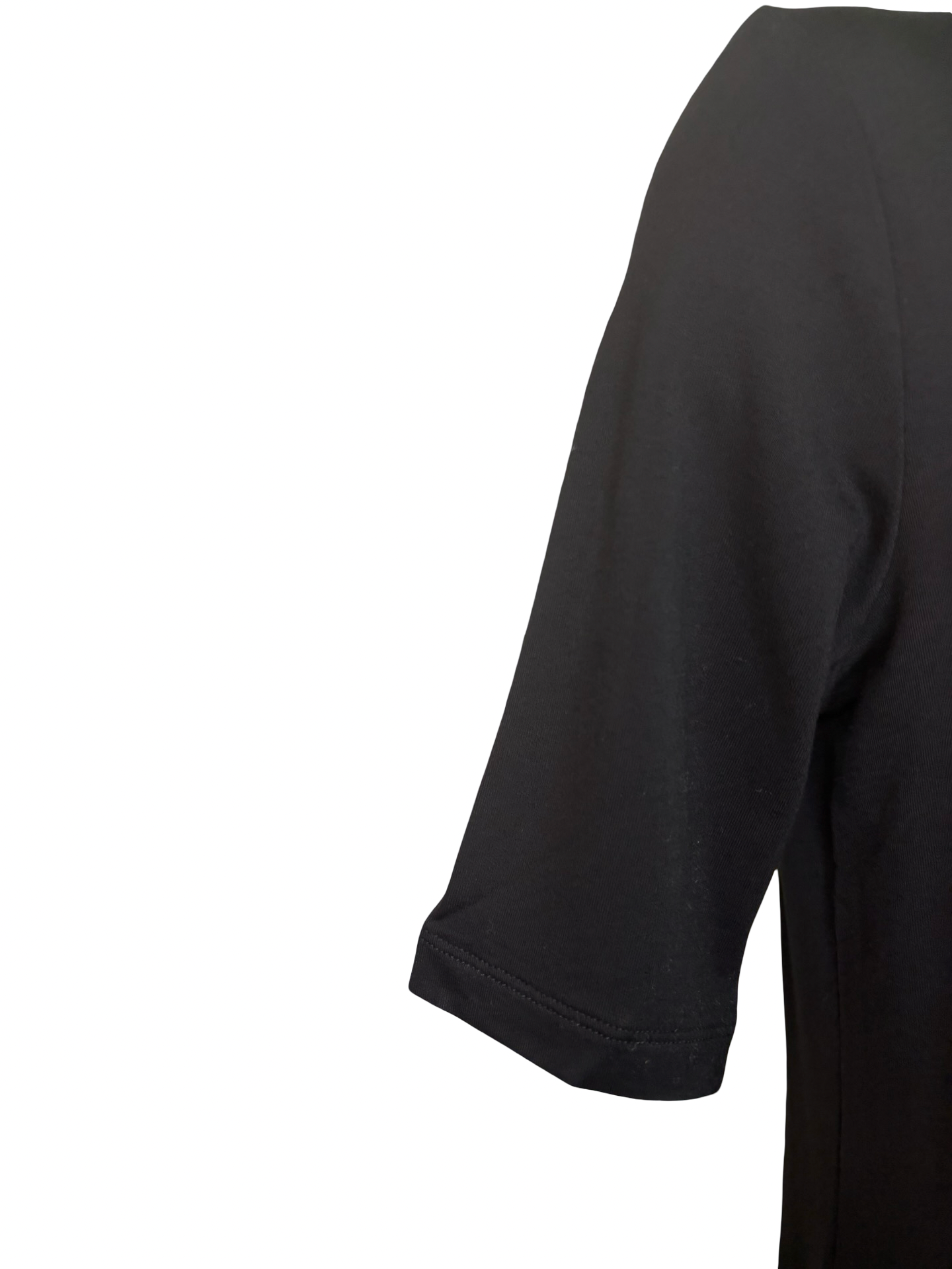 Funnel Neck Elbow Sleeve Knit Top Black