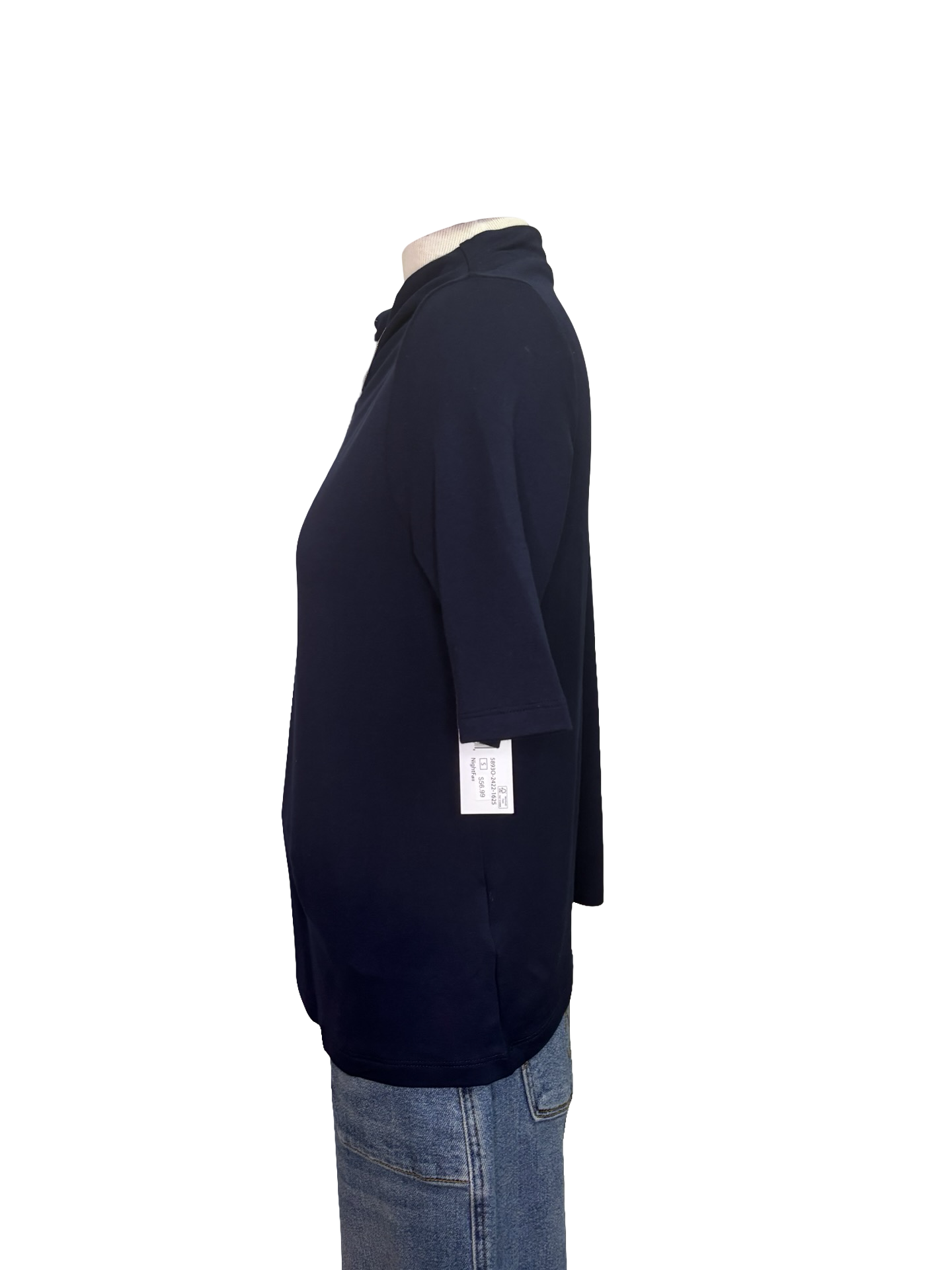 Funnel Neck Elbow Sleeve Top Nightfall