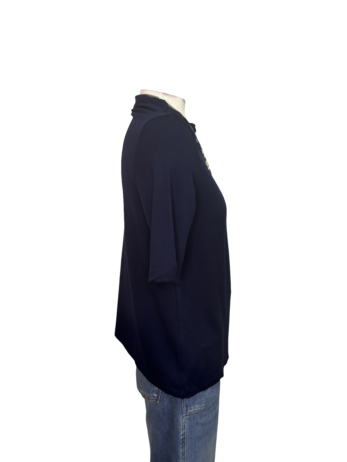 Funnel Neck Elbow Sleeve Top Nightfall