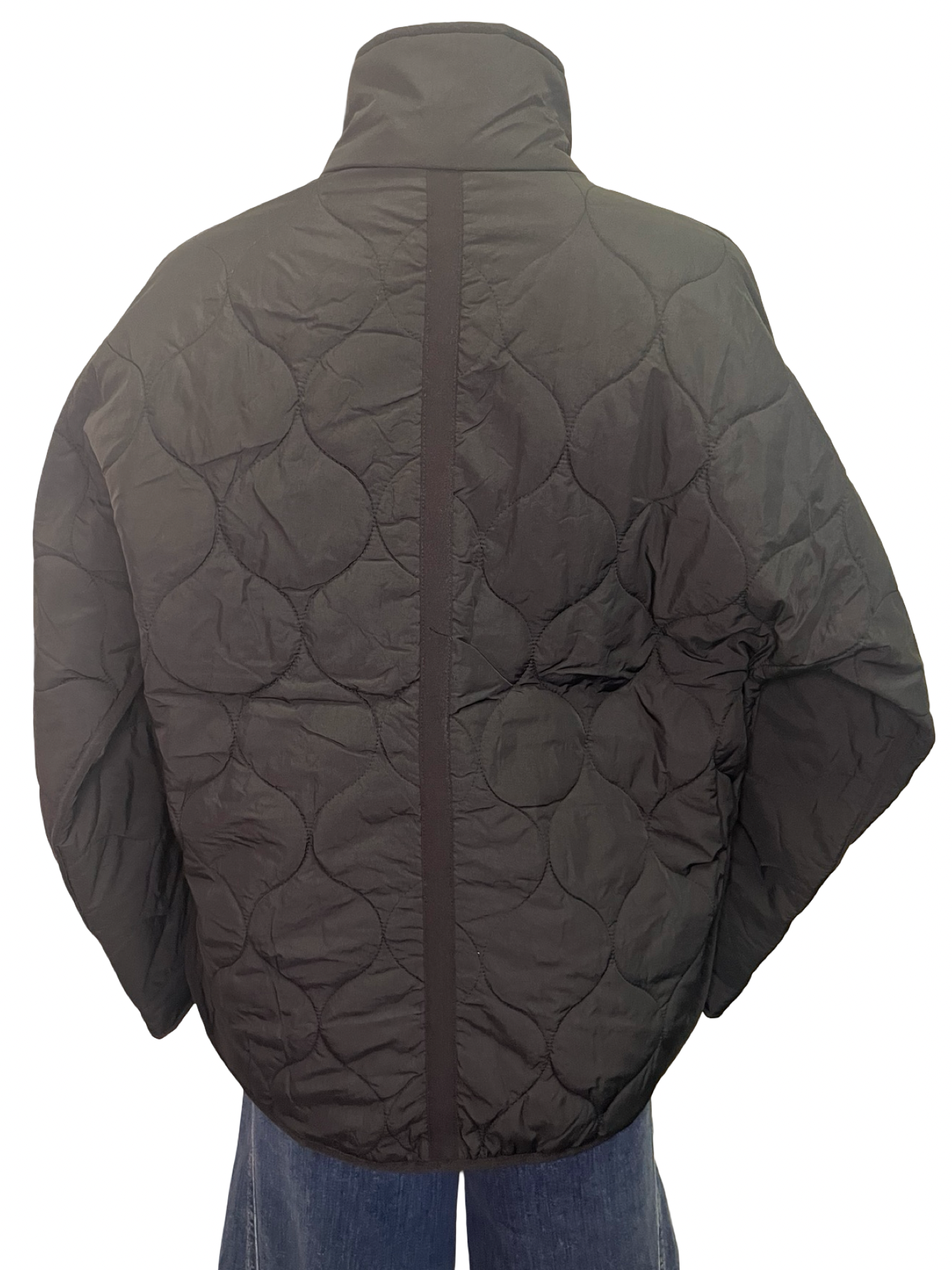 Lightweight Drop Shoulder Quilted Puffer Black