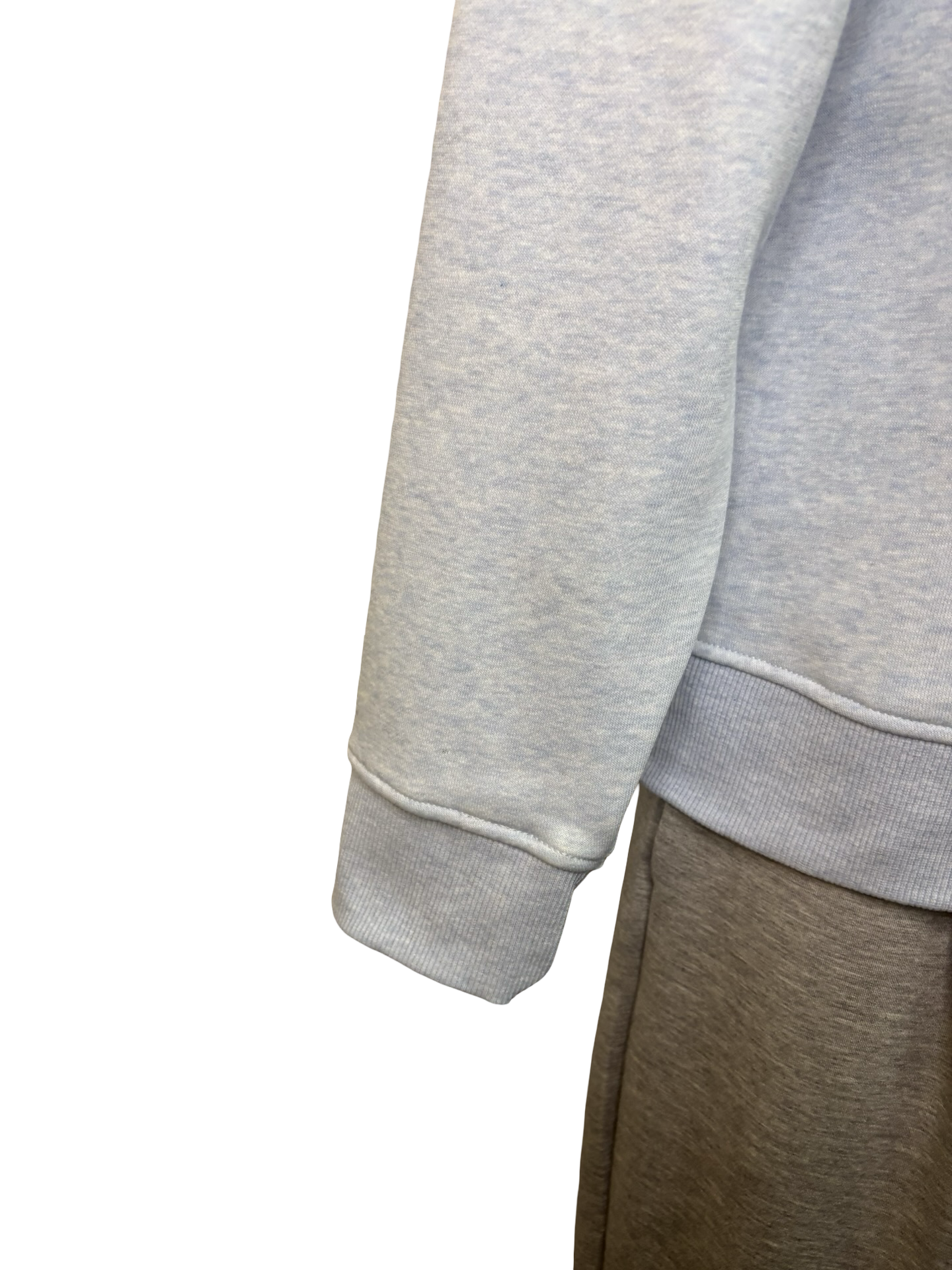 Long Sleeve Zip Funnel Neck Top with Stitching Chambray