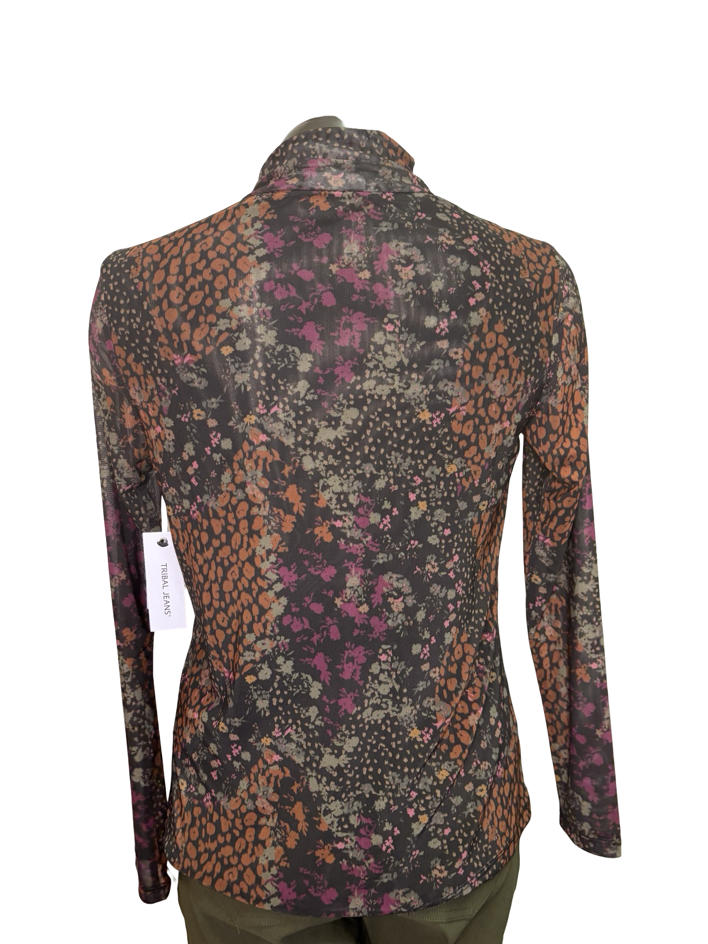 Mesh Turtleneck Lined Top Plum Wine