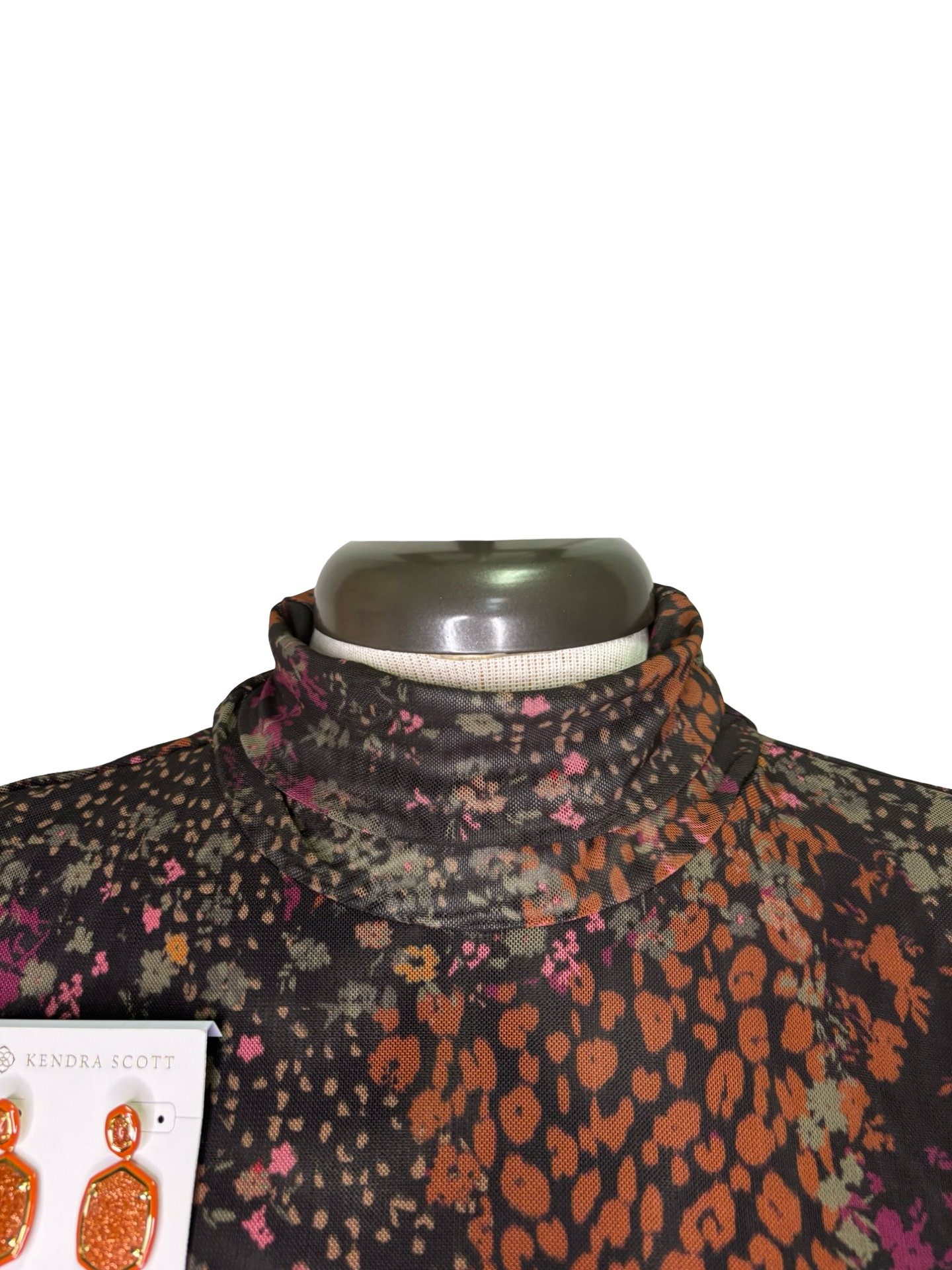Mesh Turtleneck Lined Top Plum Wine