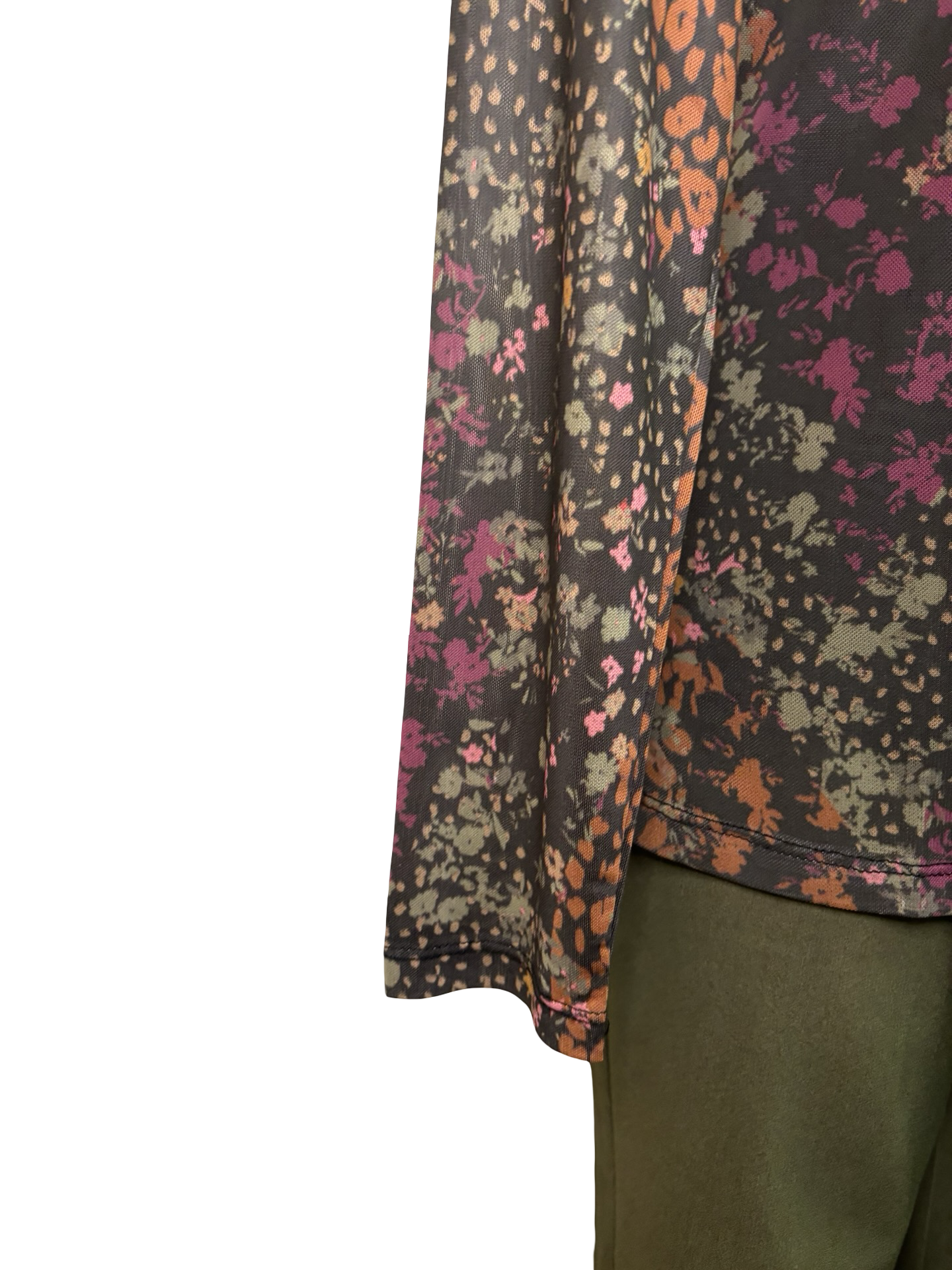Mesh Turtleneck Lined Top Plum Wine