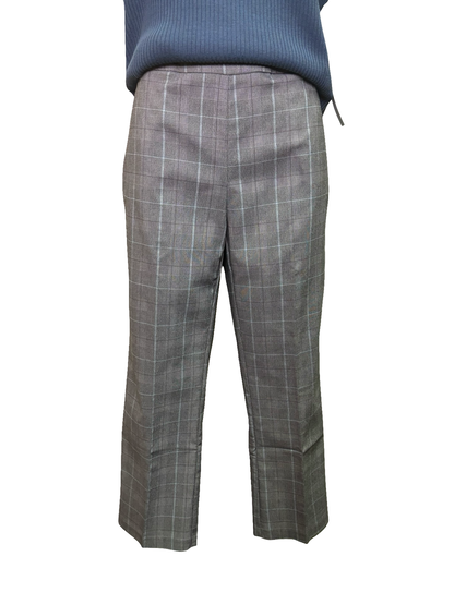 Plaid Bengaline Pull On Kickflare Pants Mist Blue