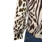Printed Long Sleeve Crew Neck Knit Top Walnut