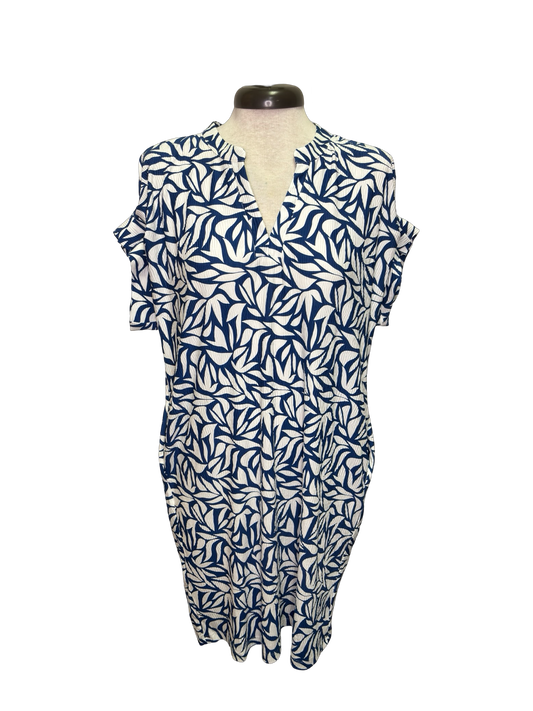 Ruffle-Sleeve Notch Neck Shift Dress Blueleaf