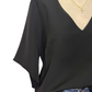 Signature Crepe Flutter Sleeve V Neck Blouse Black