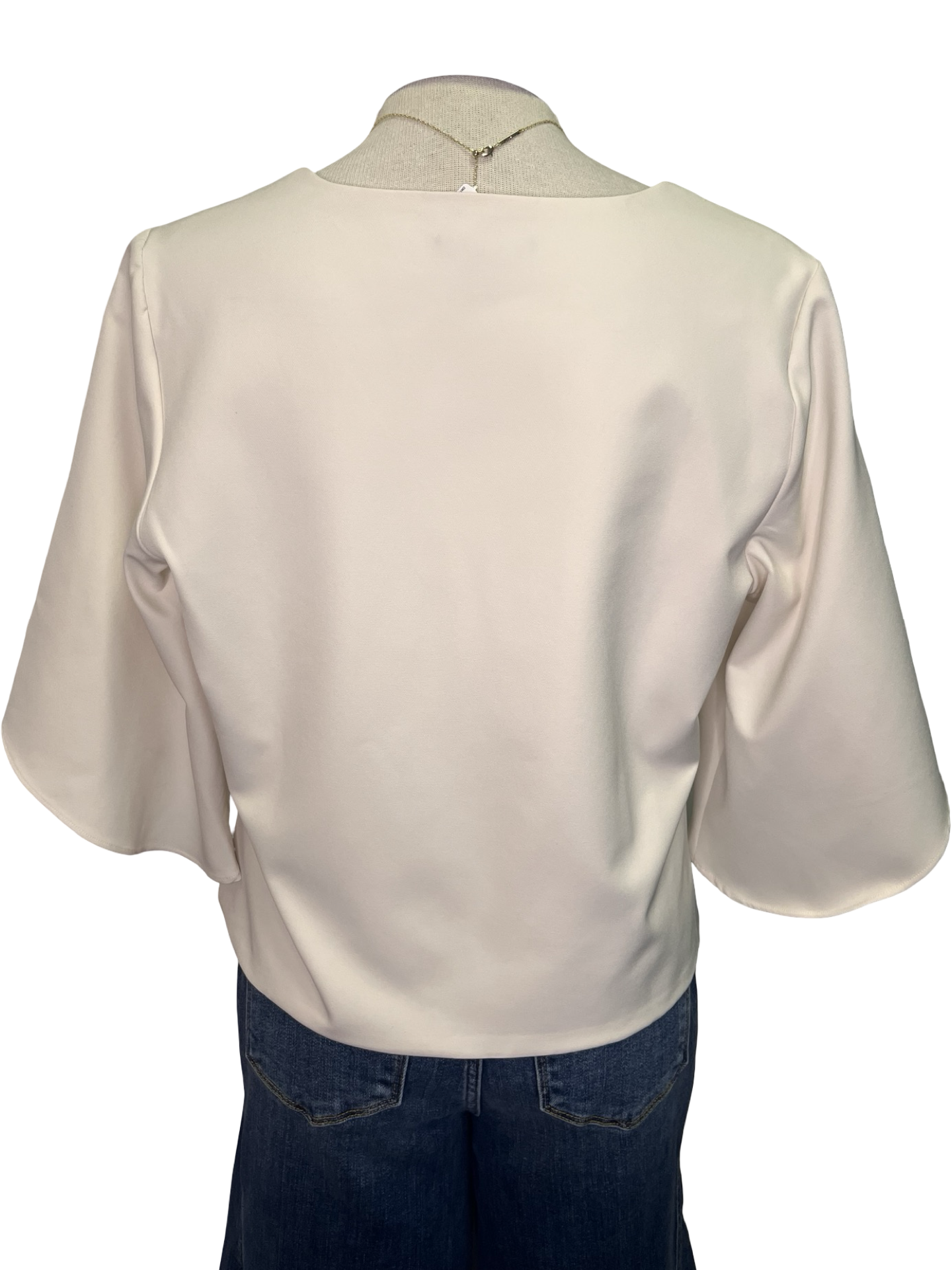 Signature Crepe Flutter Sleeve V Neck Blouse Moonstone