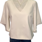 Signature Crepe Flutter Sleeve V Neck Blouse Moonstone