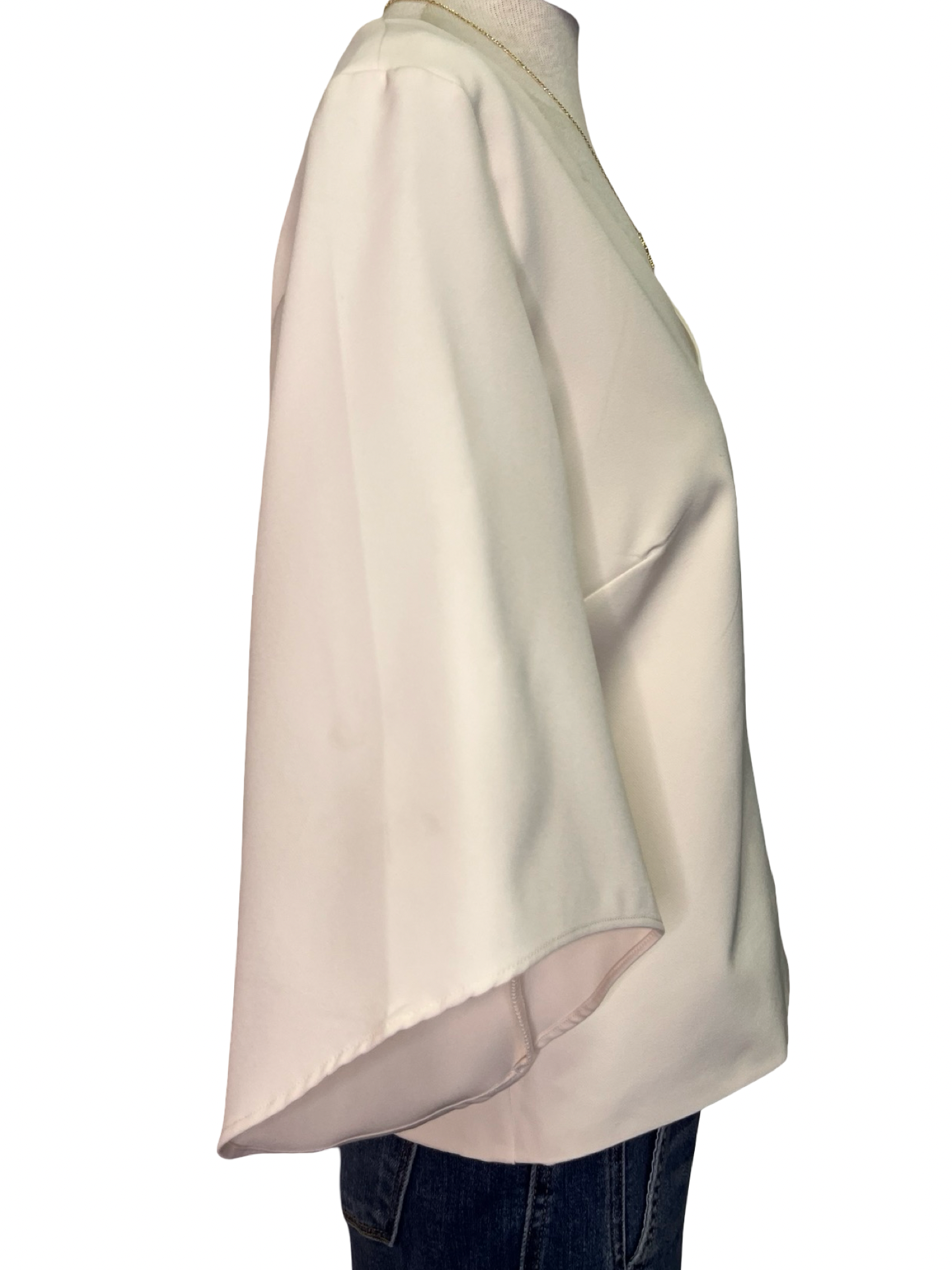 Signature Crepe Flutter Sleeve V Neck Blouse Moonstone