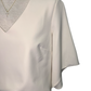 Signature Crepe Flutter Sleeve V Neck Blouse Moonstone