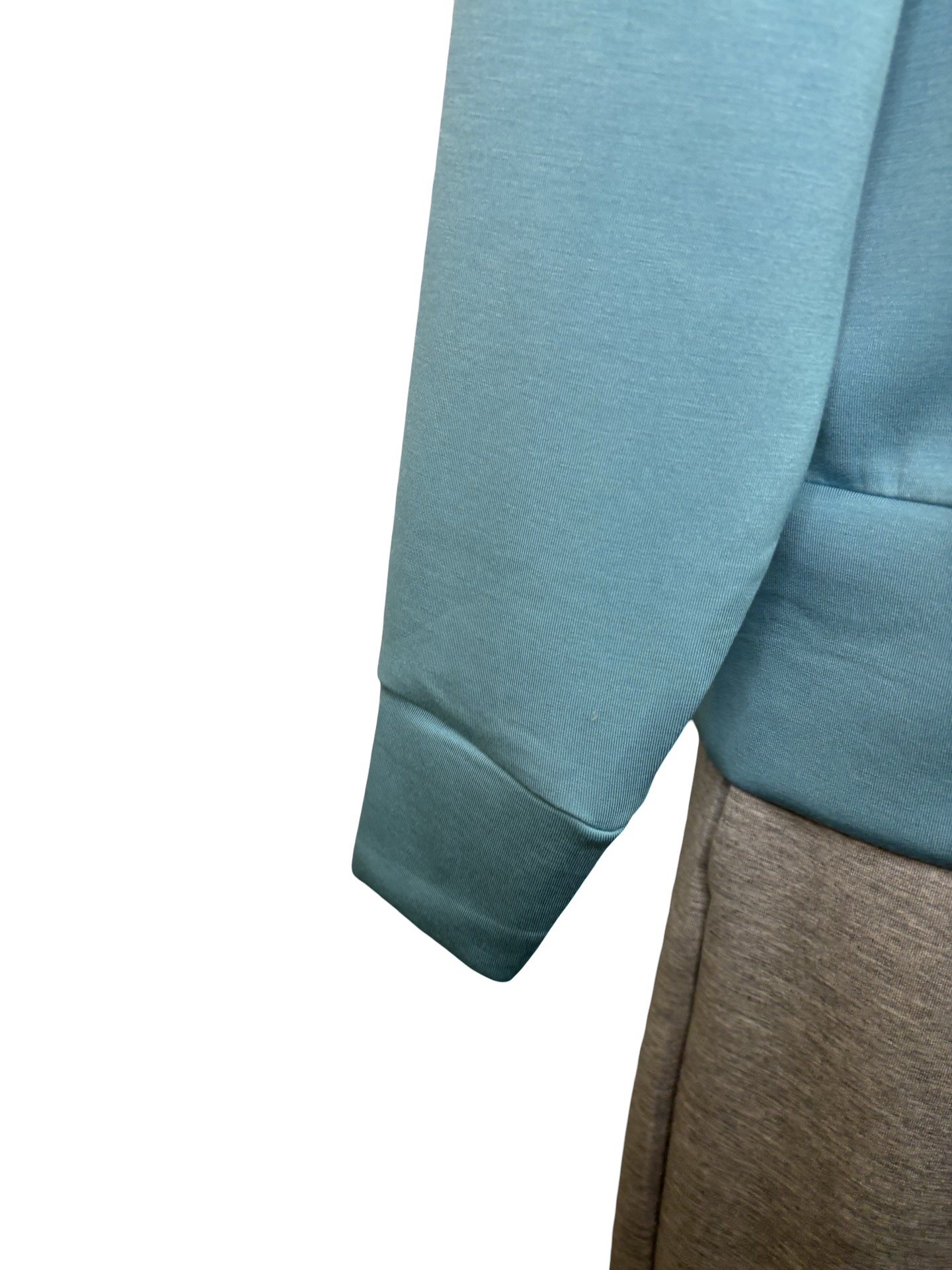 Techno Lux Drop Shoulder Funnel Neck Knit Top Mist Blue