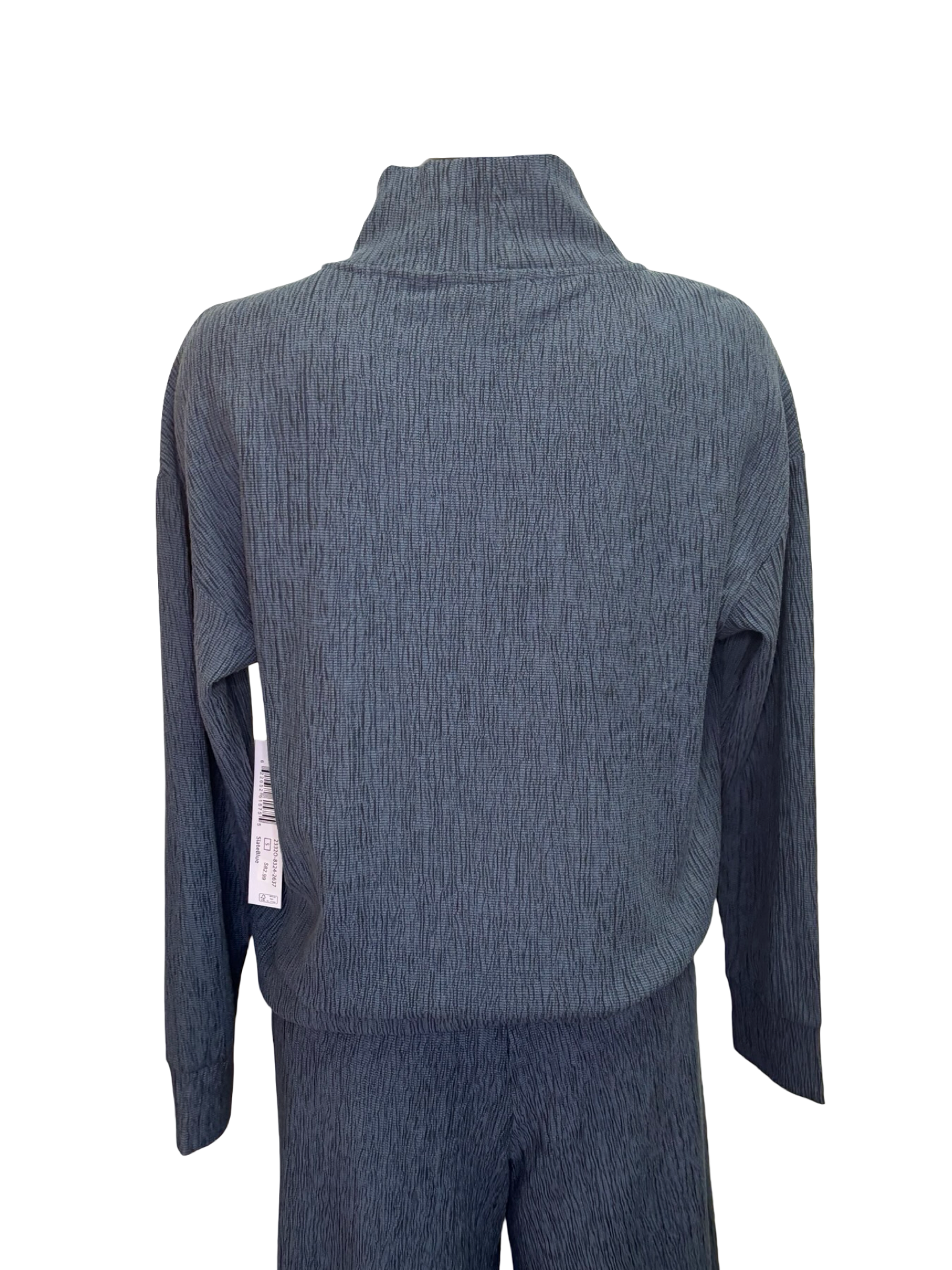 Textured Mock Neck Top Slate Blue
