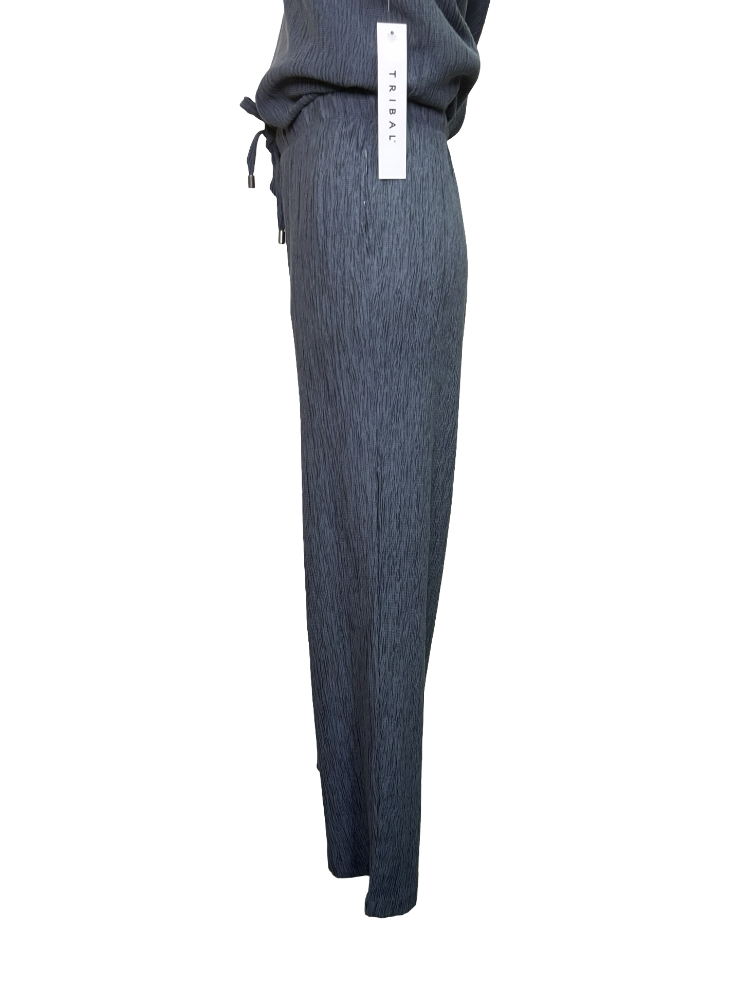 Textured Pull On Barrel Pant Slate Blue