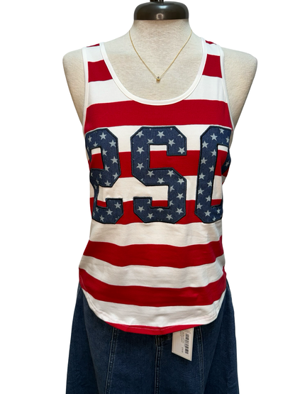 USA 250 Patriotic Striped Sleeveless Tank