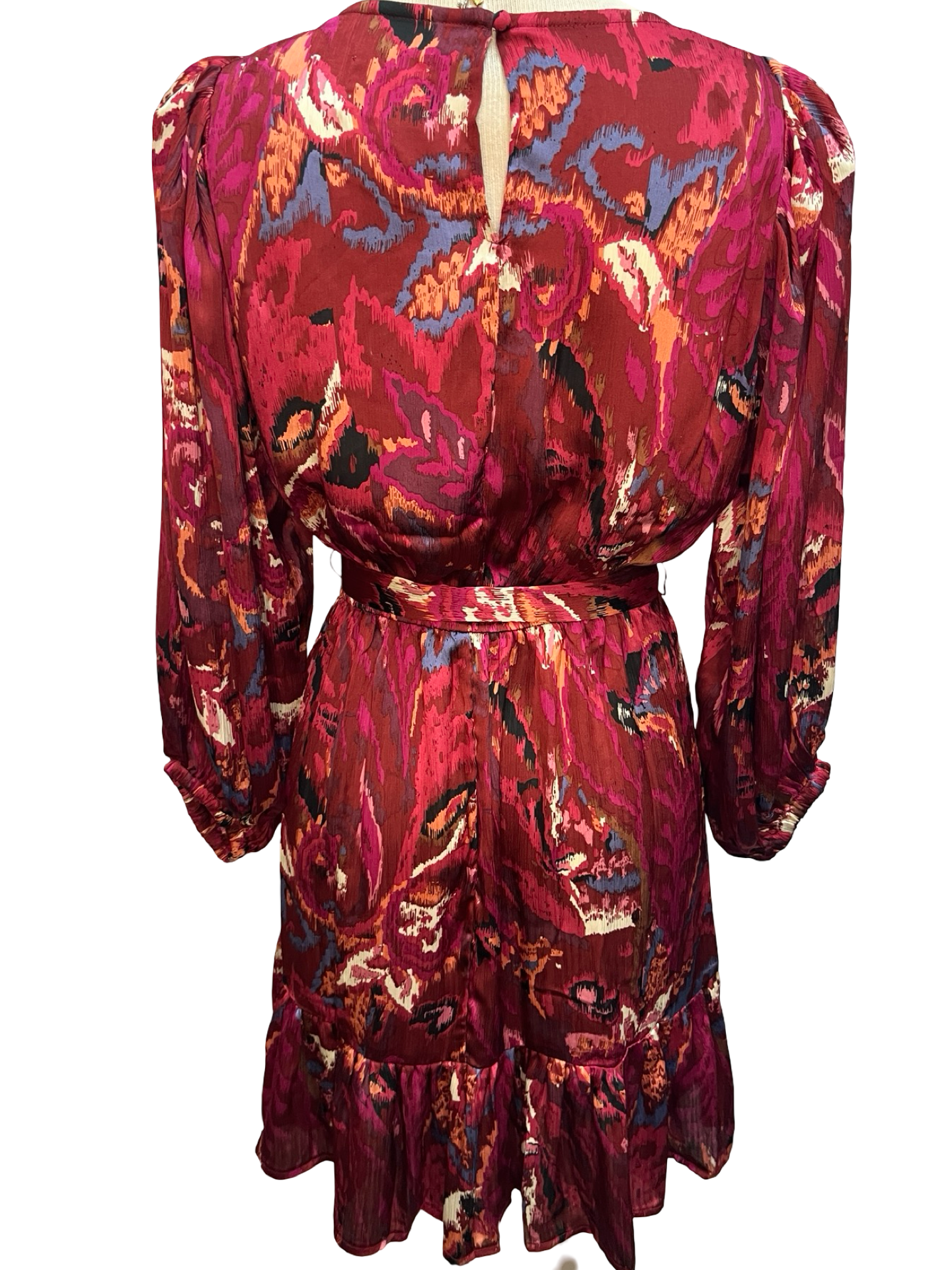 Abstract Print Belted Mini Dress