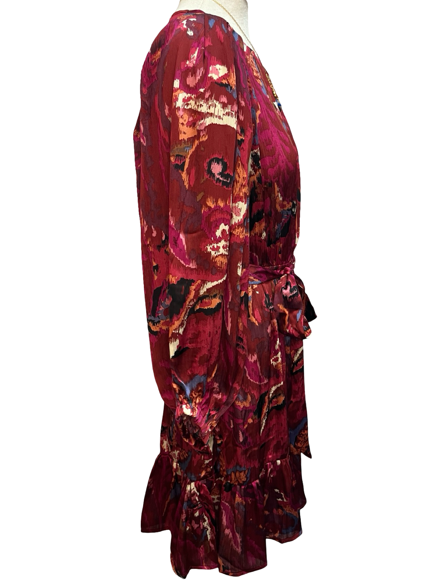 Abstract Print Belted Mini Dress