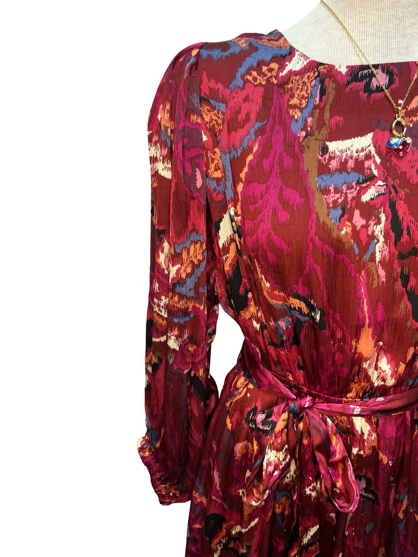 Abstract Print Belted Mini Dress