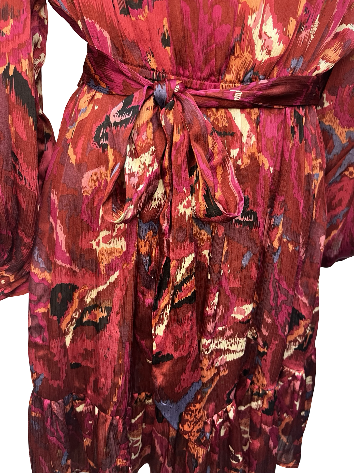 Abstract Print Belted Mini Dress