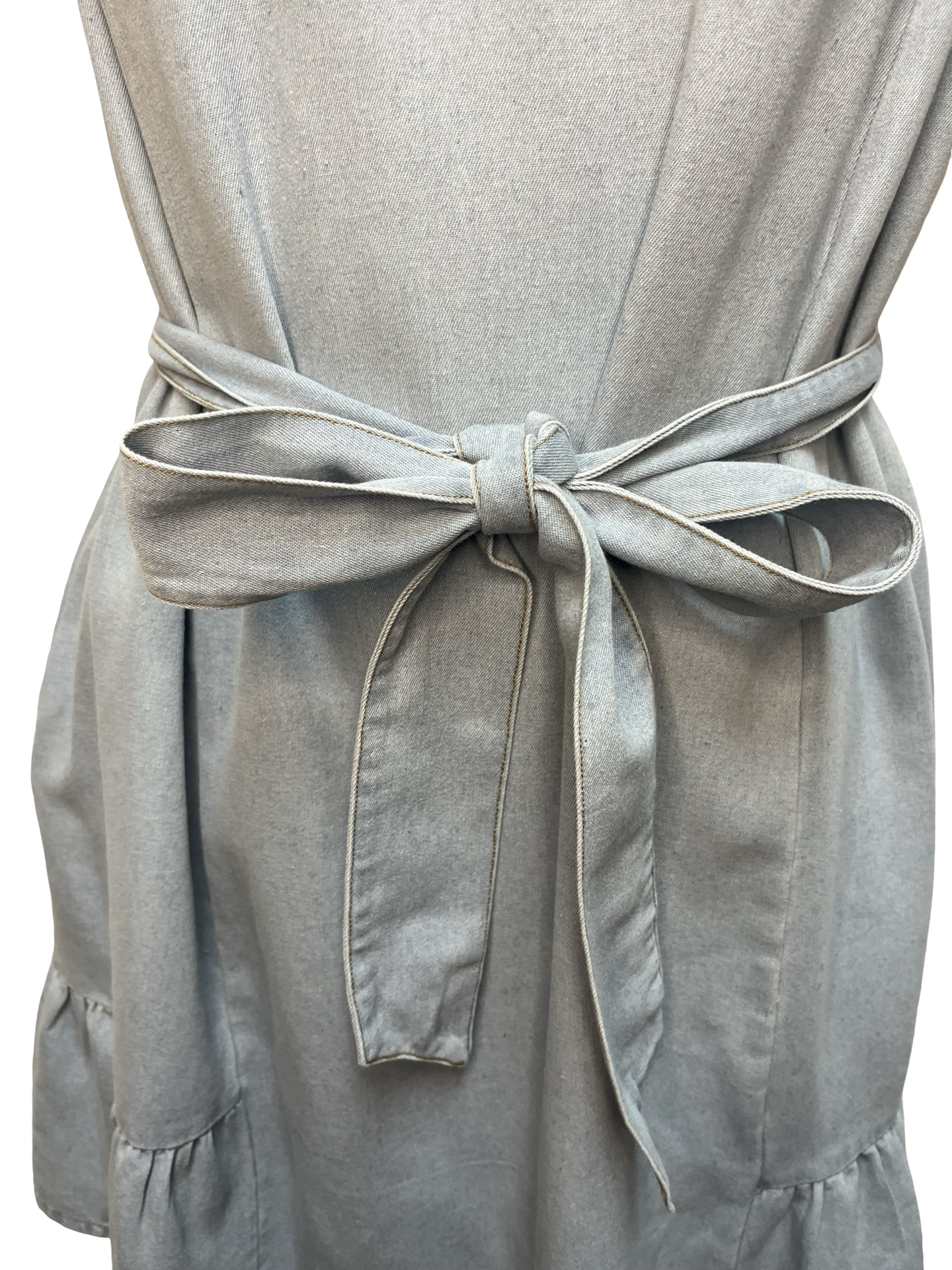 Chambray Ruffle Dress Lt Denim